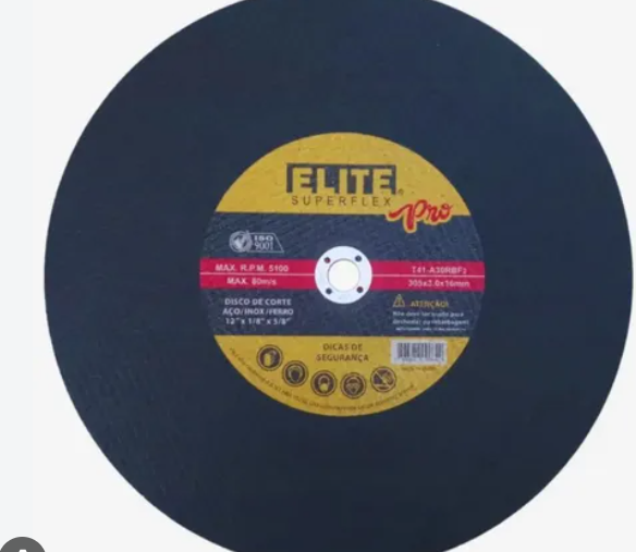 DISCO DE CORTE ABRASIVO FERRO 305X3.0X16MM, MARCA ELITE 12''