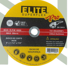 DISCO DE CORTE ABRASIVO INOX 230X2.0X22MM, MARCA ELITE